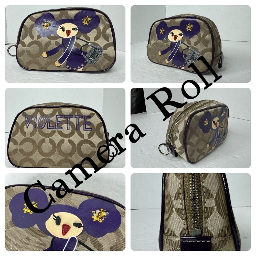 Coach Poppy Chan Violette Japanese Rare Signature C Purple Cosmetic Make-Up Bag - Picture 14 of 14